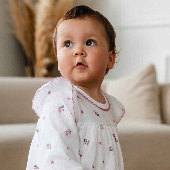Tunic bodysuit white with flowers