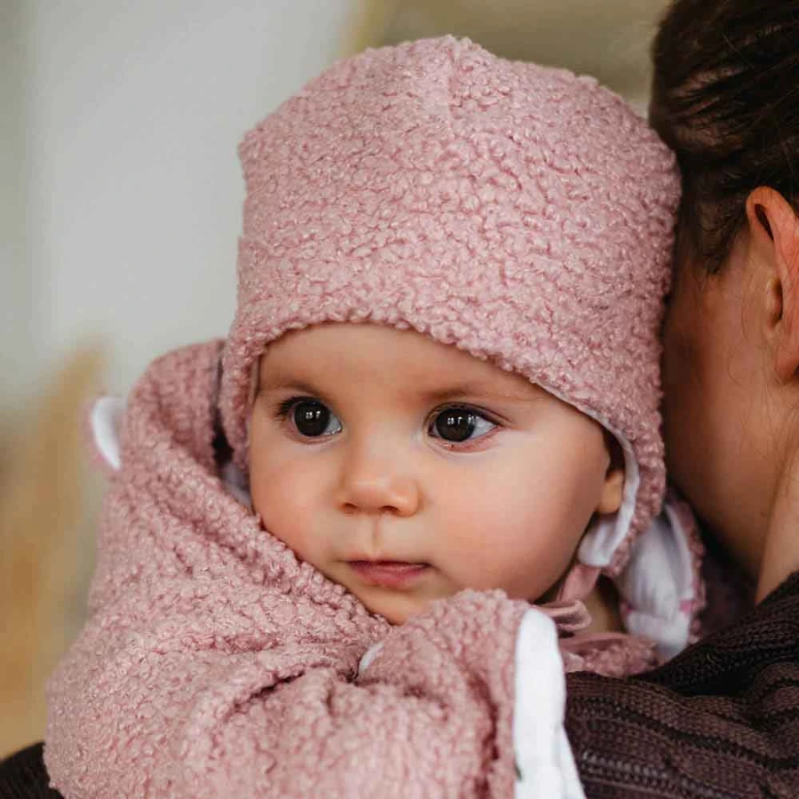 Pink baby teddy fleece hat
