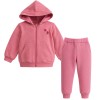 Girls' pink tracksuit with embroidery