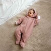 Pink teddy fleece baby bunting with floral lining