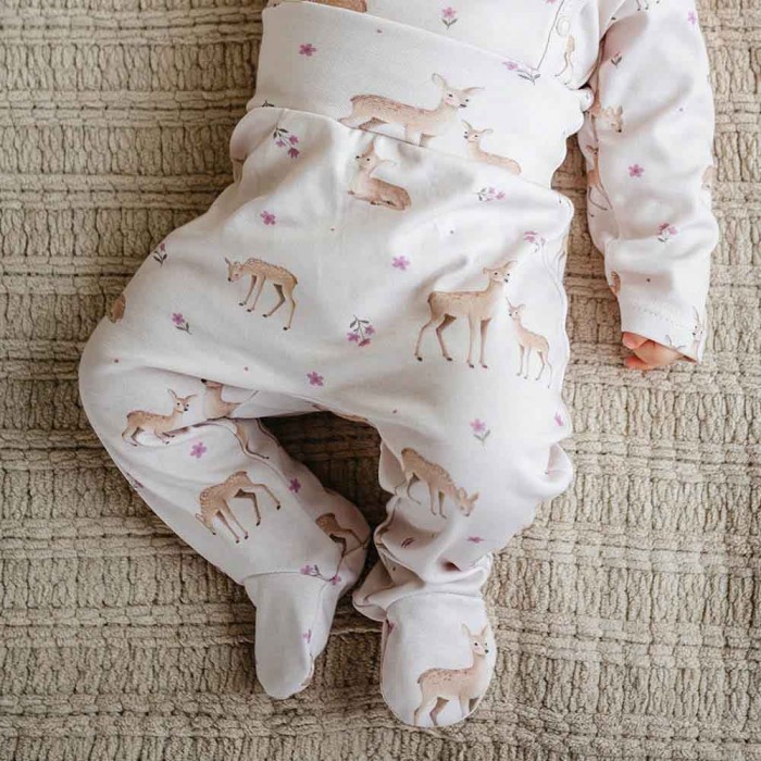 Baby footed leggings with deer pattern