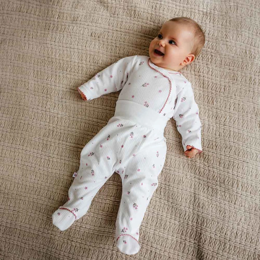 Baby footed leggings with floral pattern