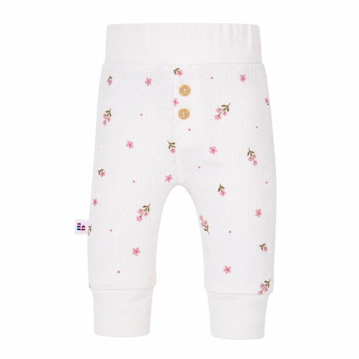 Girls' white leggings with flowers
