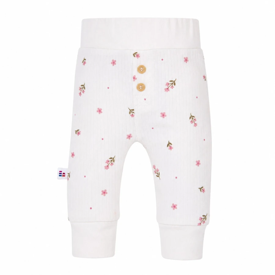 Girls' white leggings with flowers