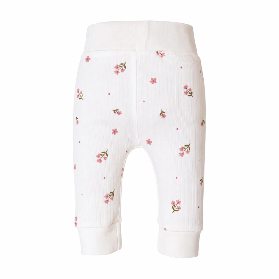 Girls' white leggings with flowers