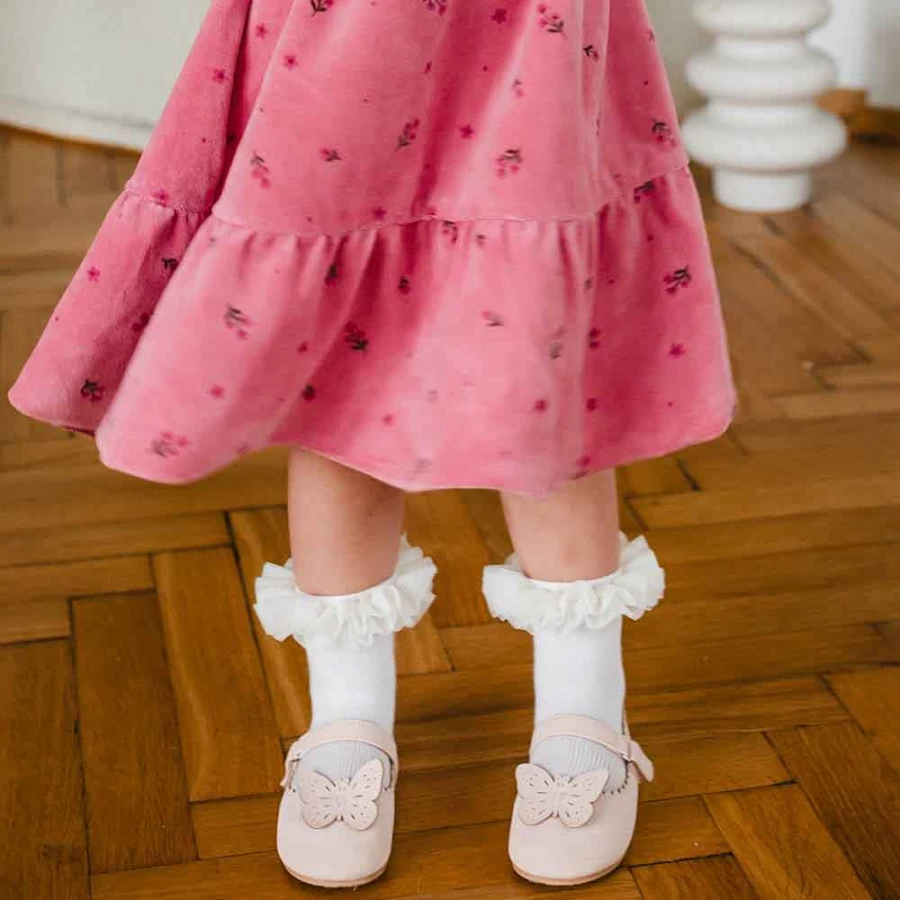 Velour dress with flowers