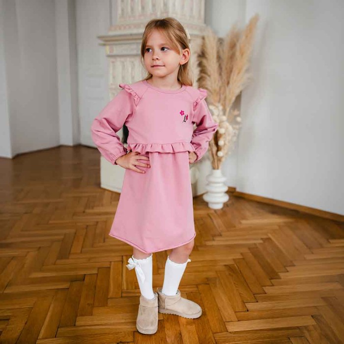 Girls' dress with ruffles pink