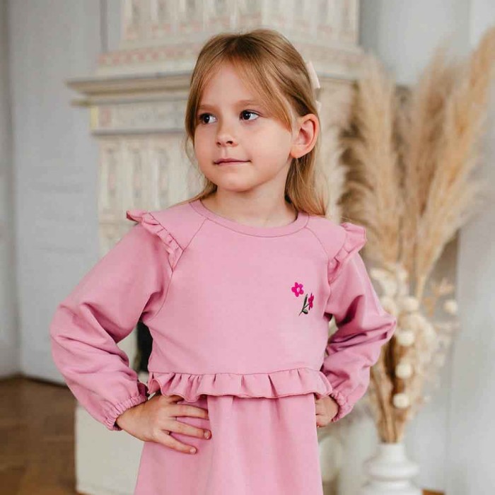 Girls' dress with floral embroidery