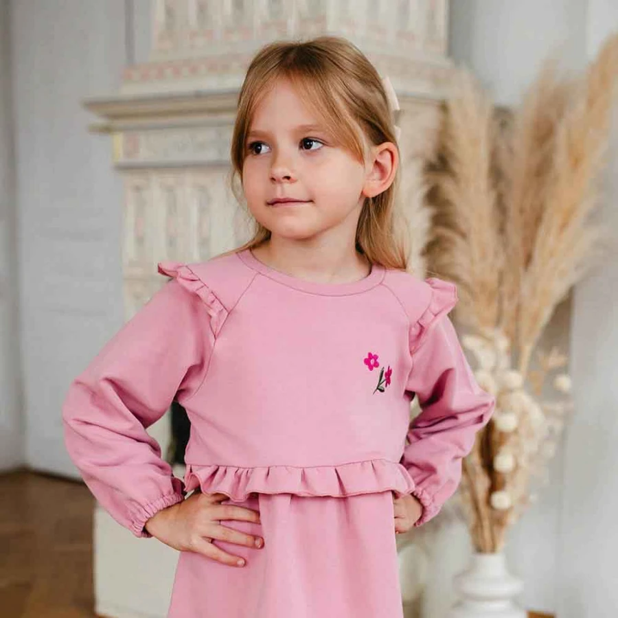 Girls' dress with floral embroidery