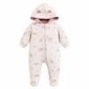Baby romper with feet ecru with deer pattern