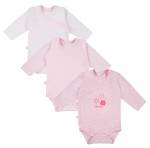 Multipak 3 ks Body zavinovací s dlouhým rukávem TINY bílé/růžové