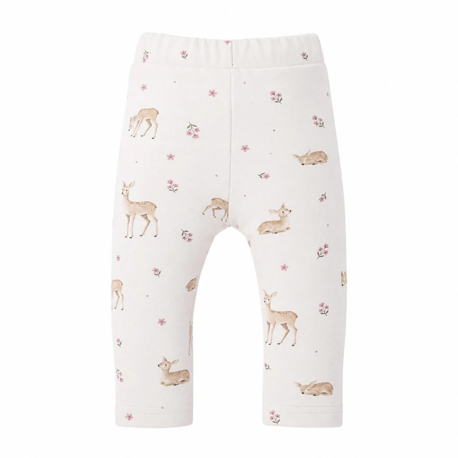 Legginsy dziewczęce ecru w sarenki