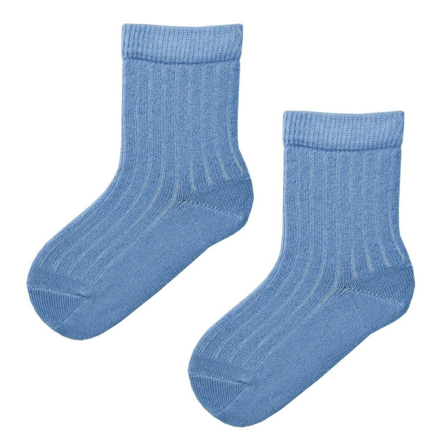 Blue merino baby socks
