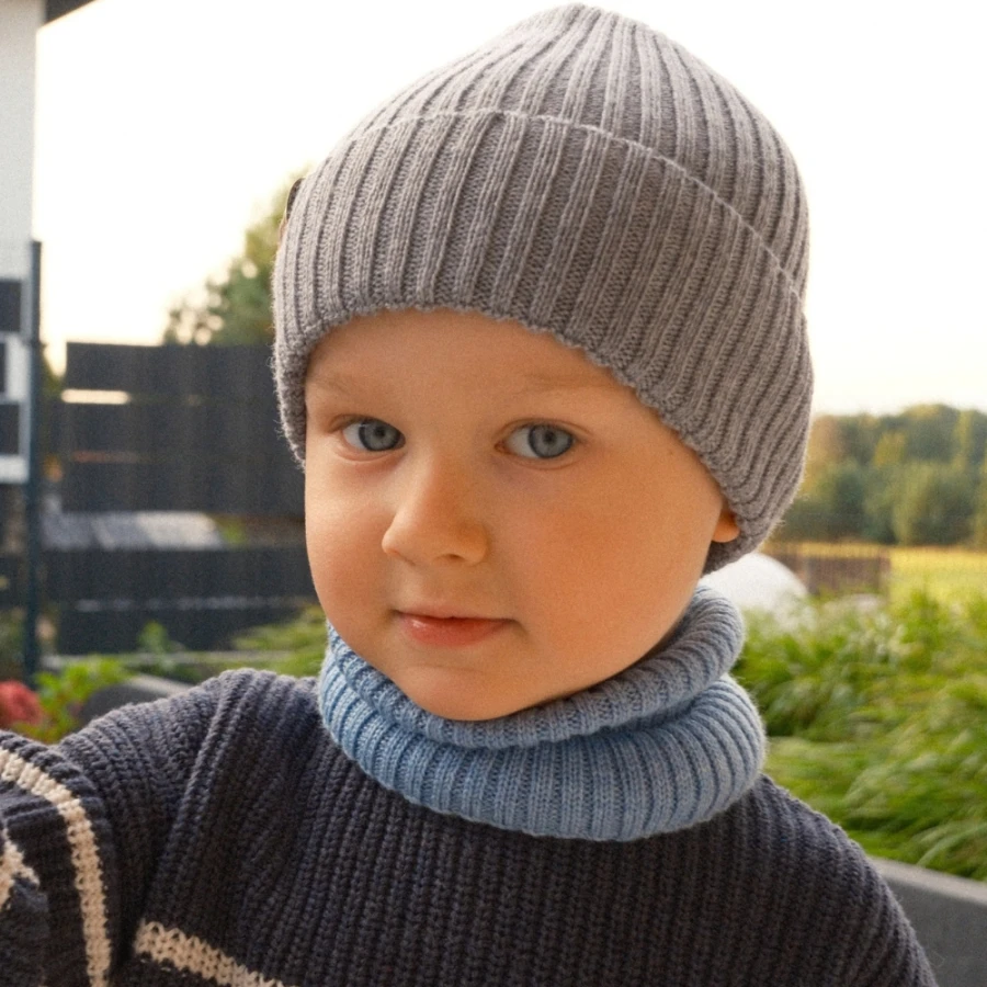 Komin merino niebieski dla dzieci