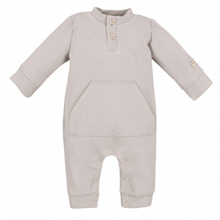 Beige baby sweatshirt romper without feet