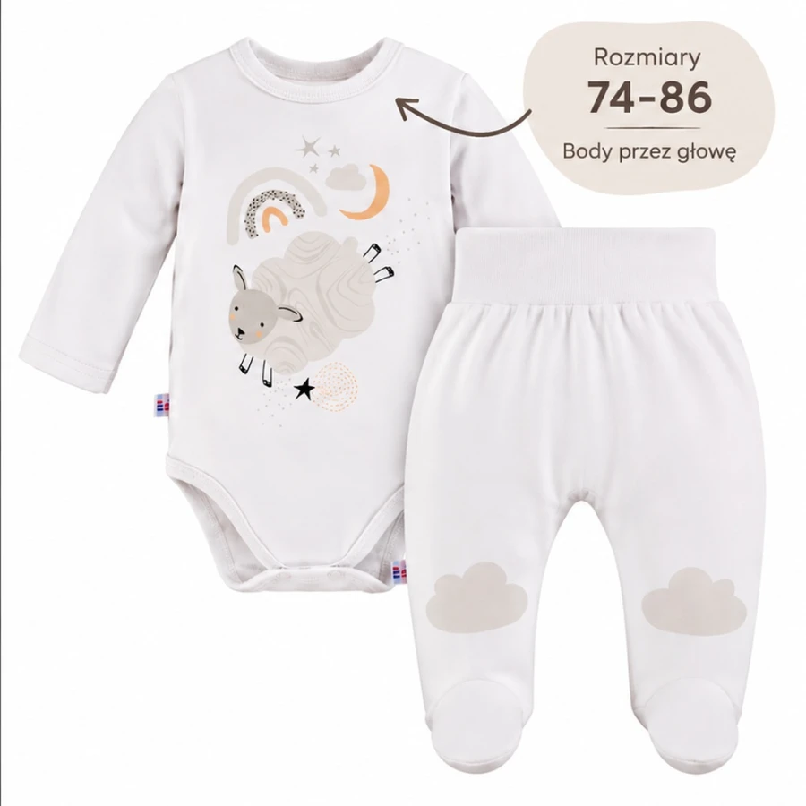 Mellow baby bodysuit and footed pants set – white