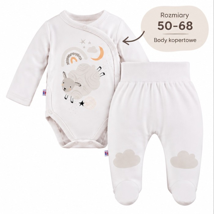 Mellow baby bodysuit and footed pants set – white
