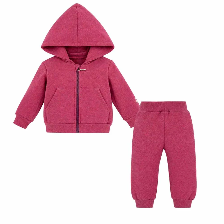 Burgundy melange girls' tracksuit