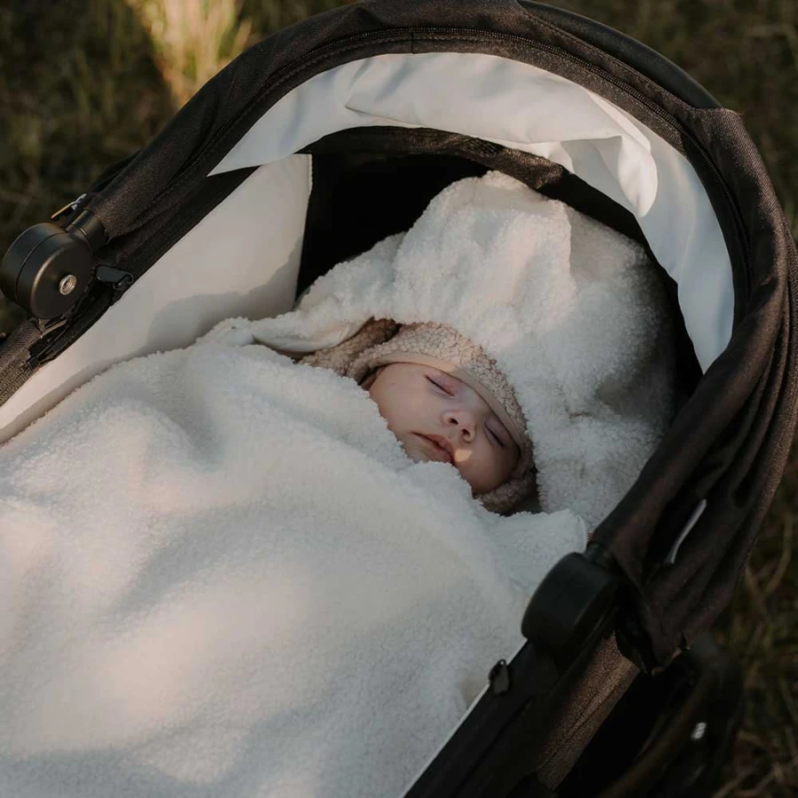 Ecru Baby Stroller Footmuff in Teddy Fleece