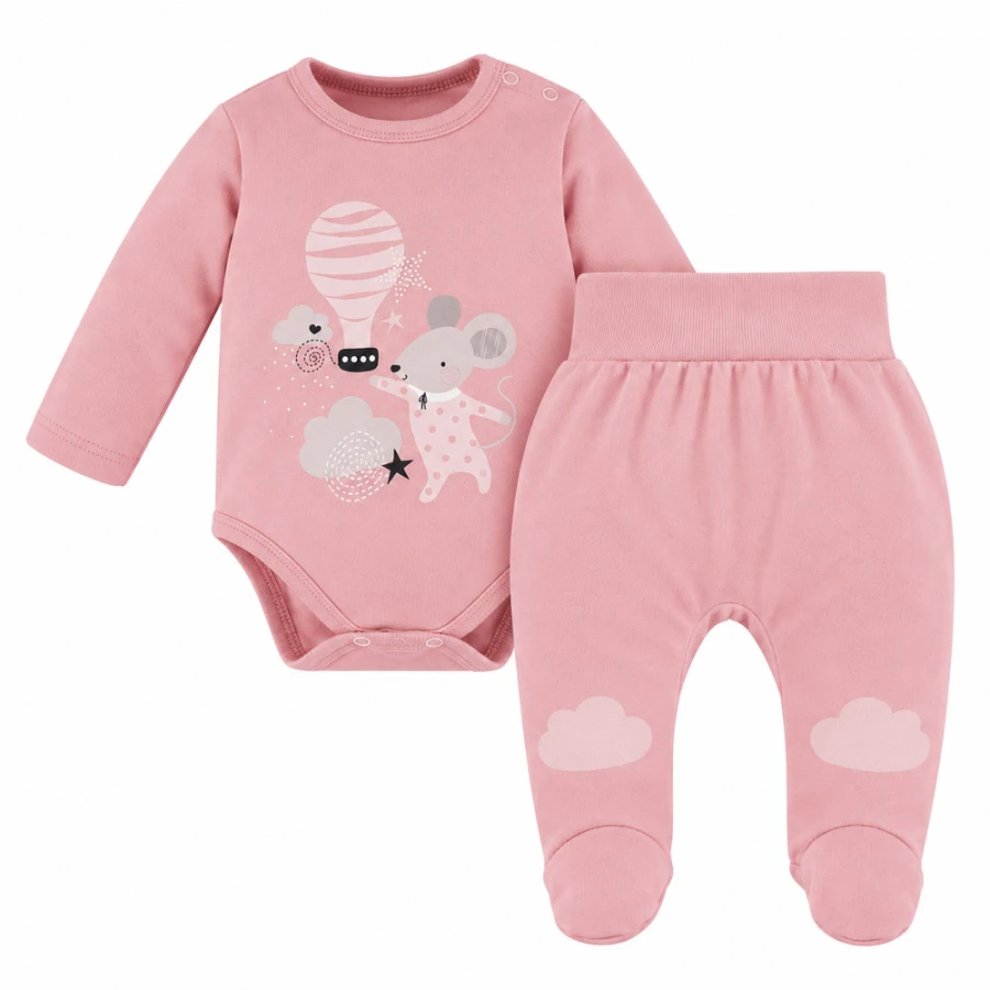 Dětská souprava Mellow – body a polodupačky, růžová