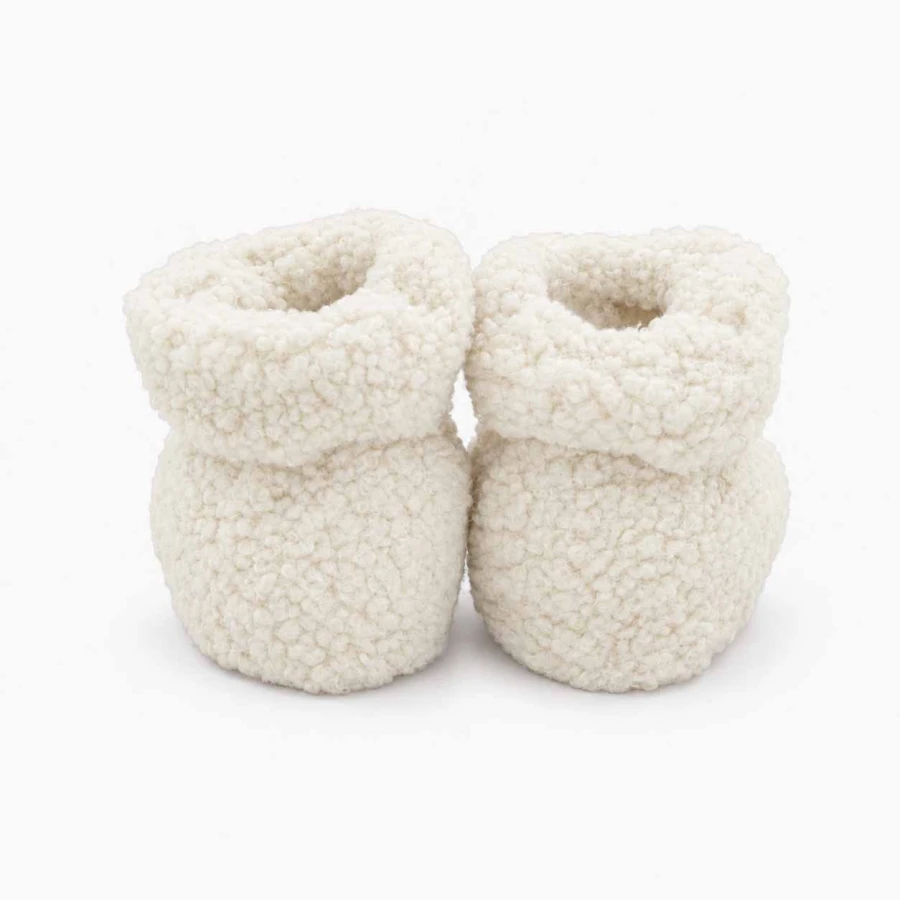 Ecru Sherpa Baby Booties