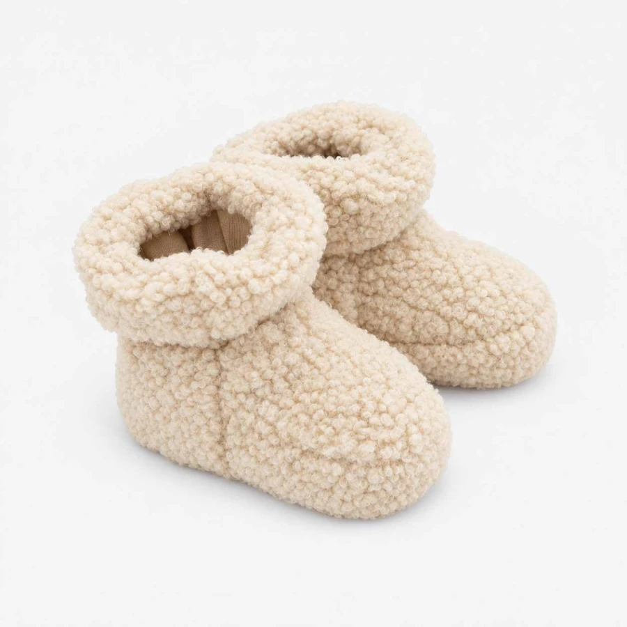 Beige Sherpa Baby Booties