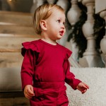 Body s volánky SIMPLY COMFY bordová s proužky