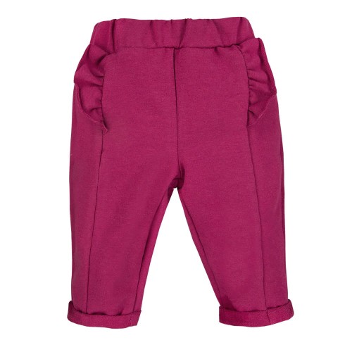 Trousers with frills maroon
