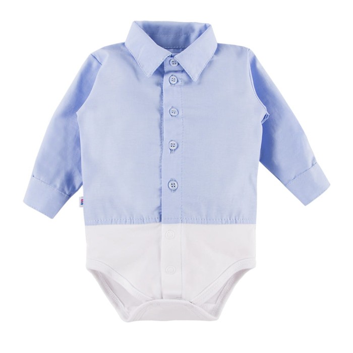 Blue baby collared shirt bodysuit