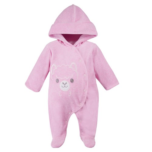 Kojenecký velurový overal BABY LOVE růžový
