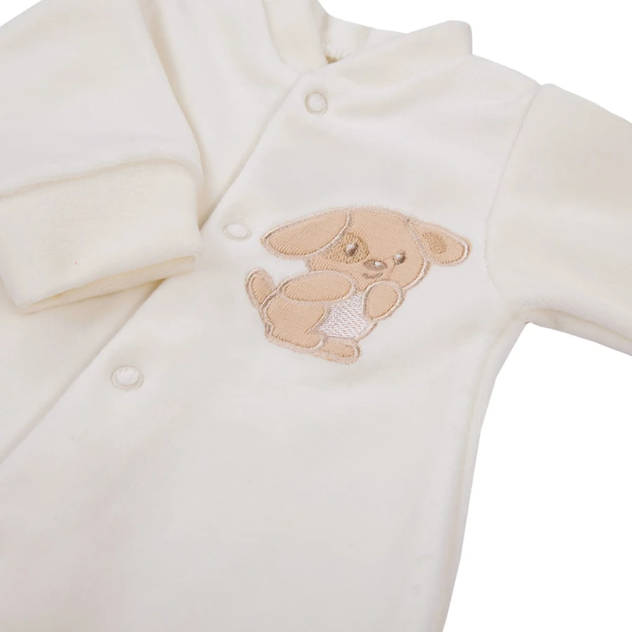 Velvet playsuit NEWBORN ecru