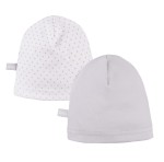 2-balení bavlněná čepice bílá/šedá