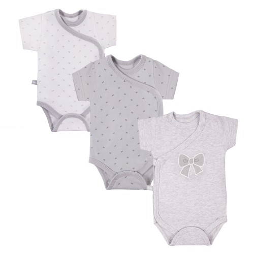 3-pack cardigan bodysuits TINY gray 
