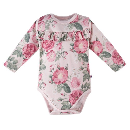 Květinové body s dlouhým rukávem ROSES růžové