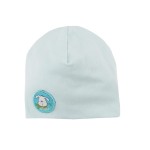 Baby beanie with badge turquoise