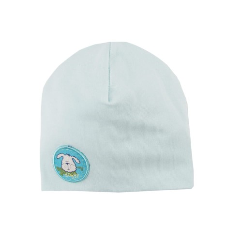 Baby beanie with badge turquoise