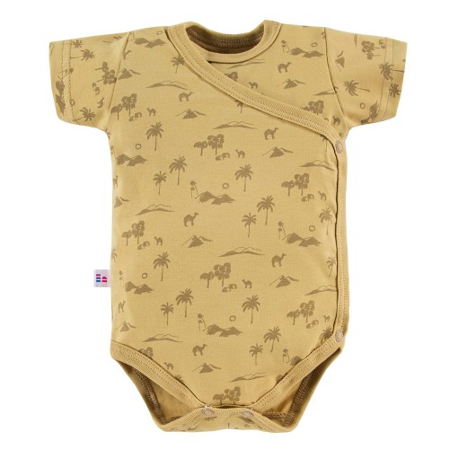 Chlapecké body rozepínací s krátkým rukávem v palmách žluté