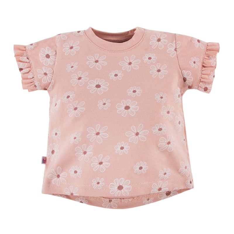 T-shirt dziecięcy różowy w stokrotki