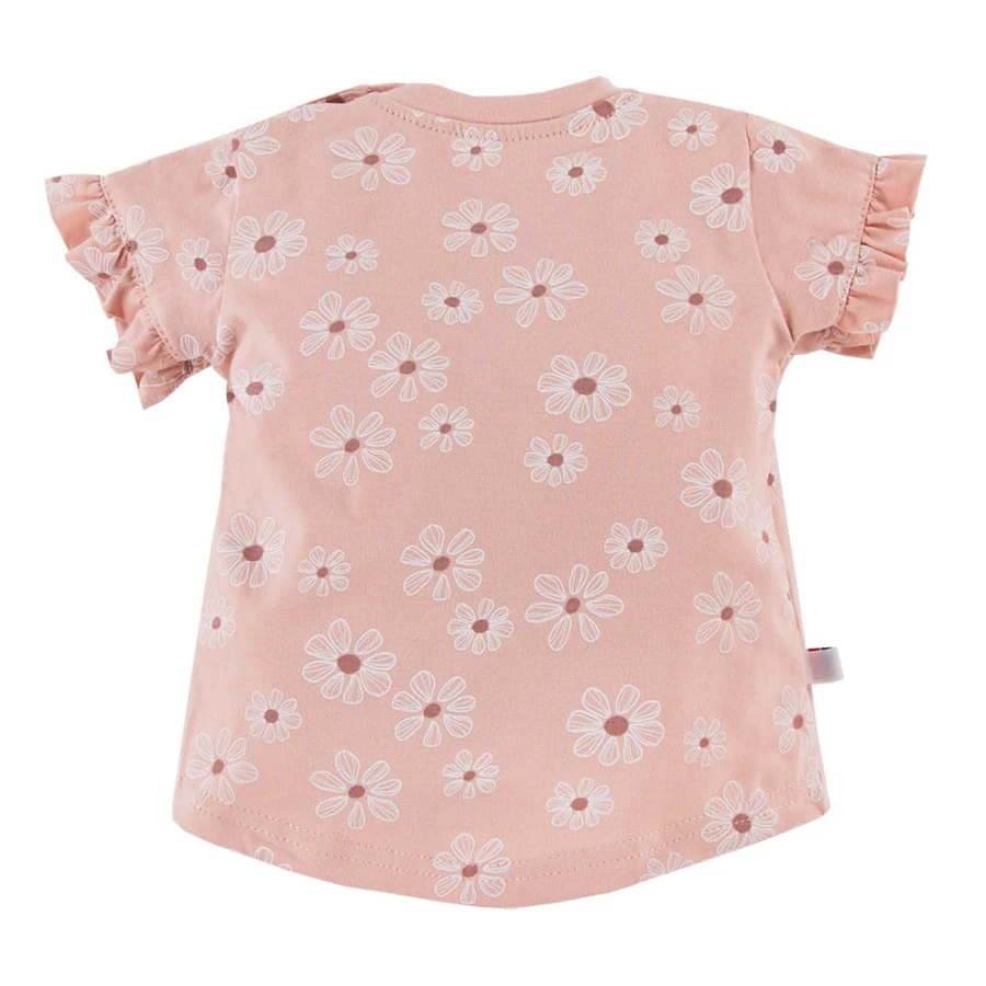 T-shirt dziecięcy różowy w stokrotki