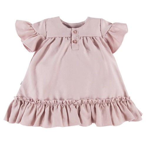 Dress with frills viscose pink