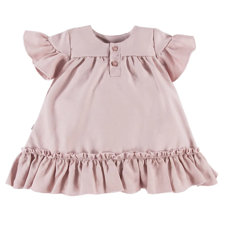 Dress with frills viscose pink