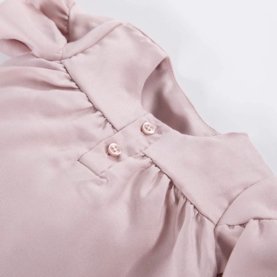 Dress with frills viscose pink