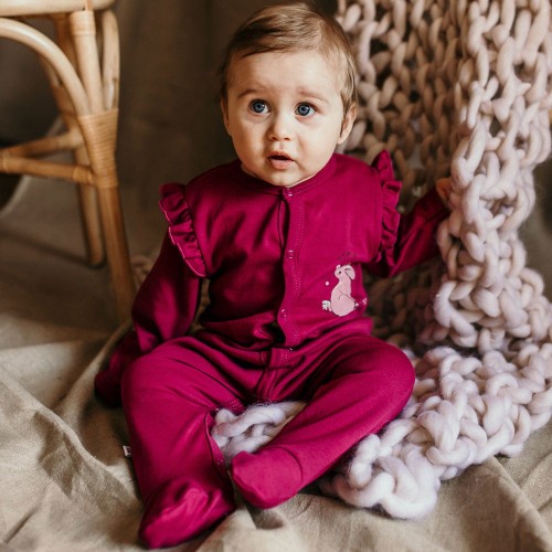 Dětský overal s králíkem bordový