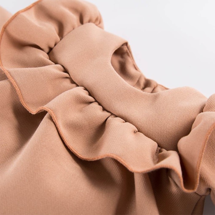 Caramel girls dress with frills