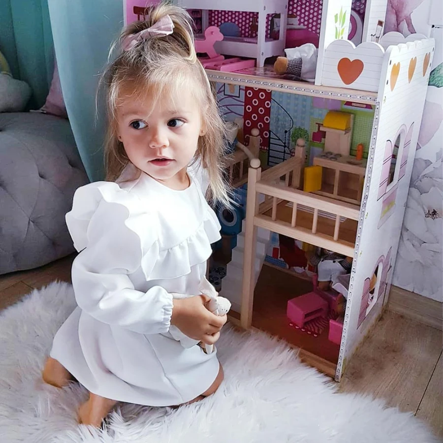 Caramel girls dress with frills