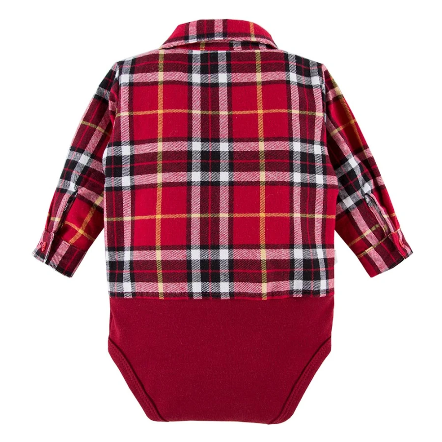 Children's shirt-body with collar in burgundy check