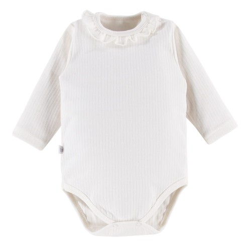 Elegant baby bodysuit with frill ecru