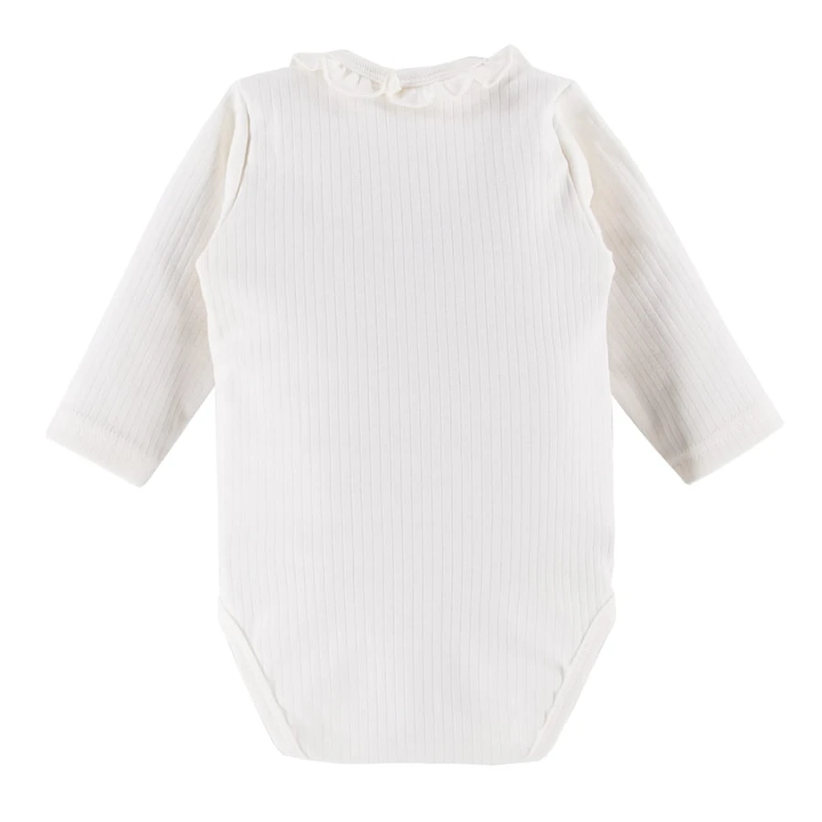 Elegant baby bodysuit with frill ecru