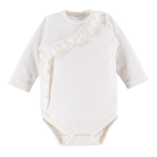Baby wrap bodysuit with frill ecru