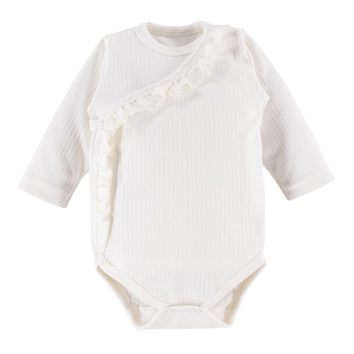 Baby wrap bodysuit with frill ecru